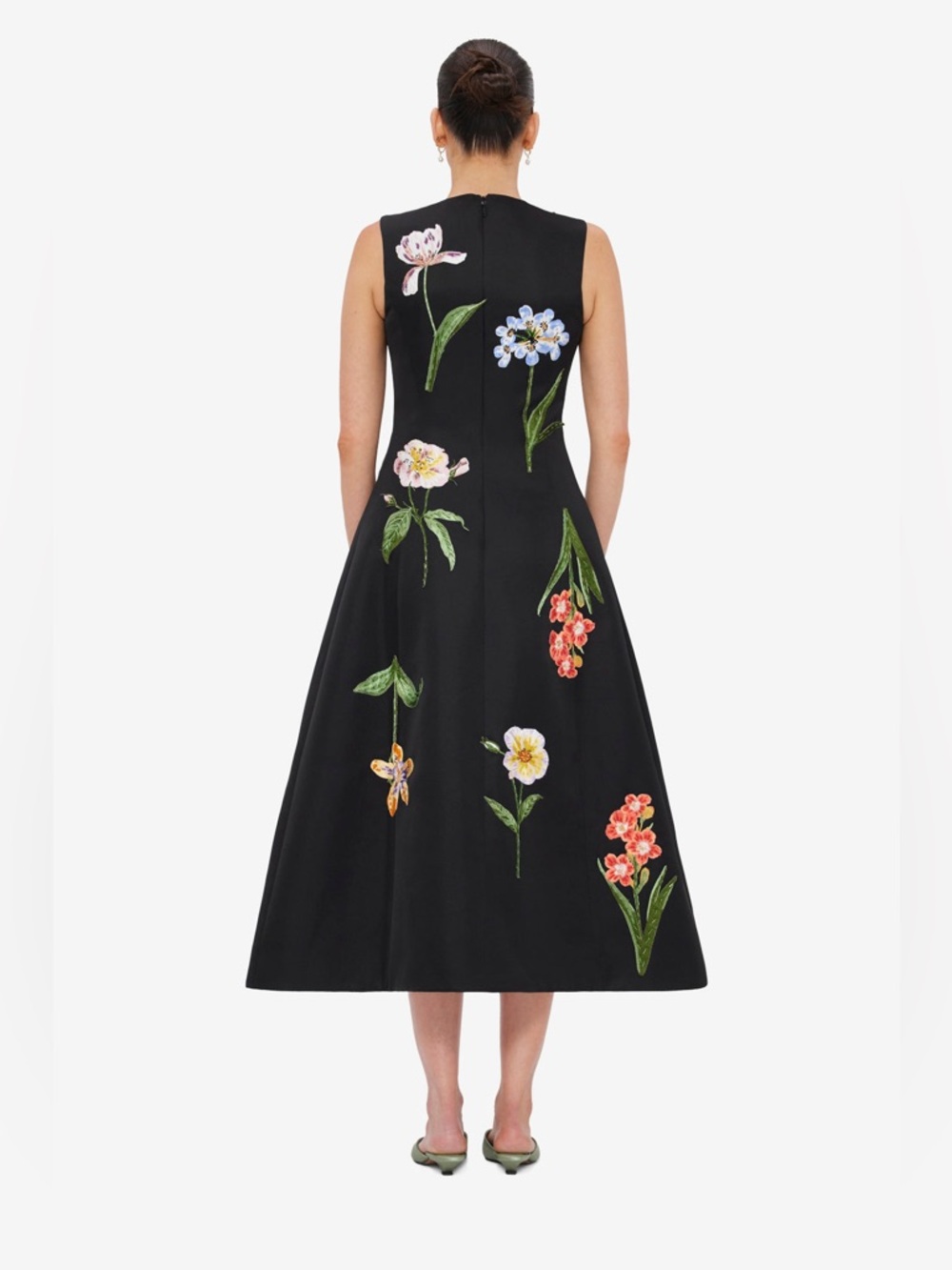 LEO LIN Cleo Embroidered Botanical Midi Dress Black Floral NWT Size 4 - Picture 4 of 5